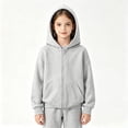 thumbnail image 2 of Gubotare Girls Zip Up Hoodies Teen Fleece Full-Zip Sweatshirts Jacket Casual Fall Hoodie with Pocket Grey,Size 7-8 Years, 2 of 7