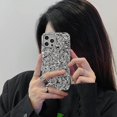 thumbnail image 2 of Compatible with iPhone 15 Glitter Case, Fashion Bling Glitter Silver Cute Soft Silicone Tin Foil 3D Pleats Women Girls Shockproof Soft Case Cover for iPhone 15, 2 of 7