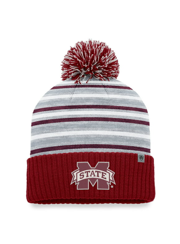 Men's Top of the World Maroon Mississippi State Bulldogs Dash Cuffed Knit Hat with Pom - OSFA