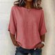 thumbnail image 1 of Neewe Women's Summer Casual Crewneck Half Sleeve T-Shirts Plain Loose Fit Cotton Linen Basic Tops Tees Blouses, 1 of 8