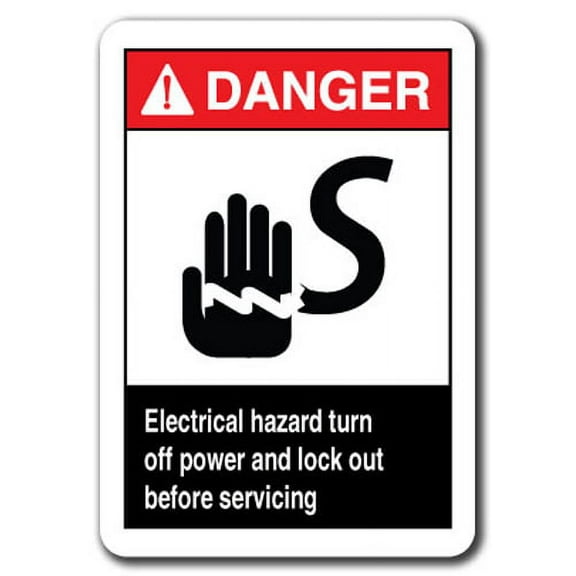 Danger Sign - Electrical Hazard Turn Off Power And Lock Out Before Servicing 7"x10" Plastic Safety Sign ansi osha