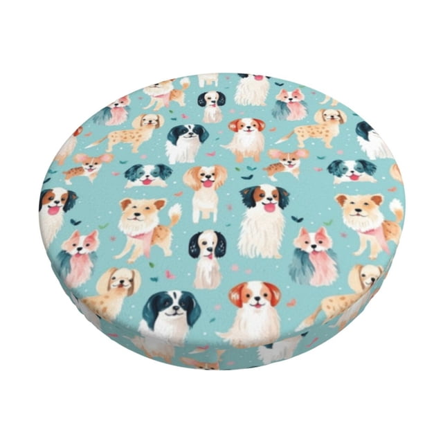 Balery Colorful Dog Fundas de asiento para taburete de bar redondo de tela de terciopelo ajustables que protegen de arañazos y manchas para sillas de 14 a 17 pulgadas.-14 inch