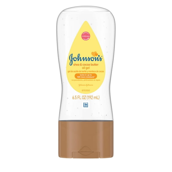 Johnson's Baby Body Moisturizing Oil Gel with Shea & Cocoa Butter, Nourishes, 6.5 fl oz