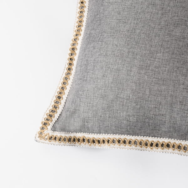 Set of 2 Throw Pillow Covers Vintage Linen Trimmed Cushion Covers, 20"x20"