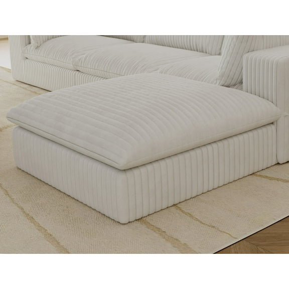 Footrest Ottomans Cloud Sofa,Corduroy Fabric,Deep Seat Couches,Double-layer design,Removable Cushion,No Assembly, DIY Combination for Living room, Bedroom,Conference room ,Apartment,White,Storage Ot