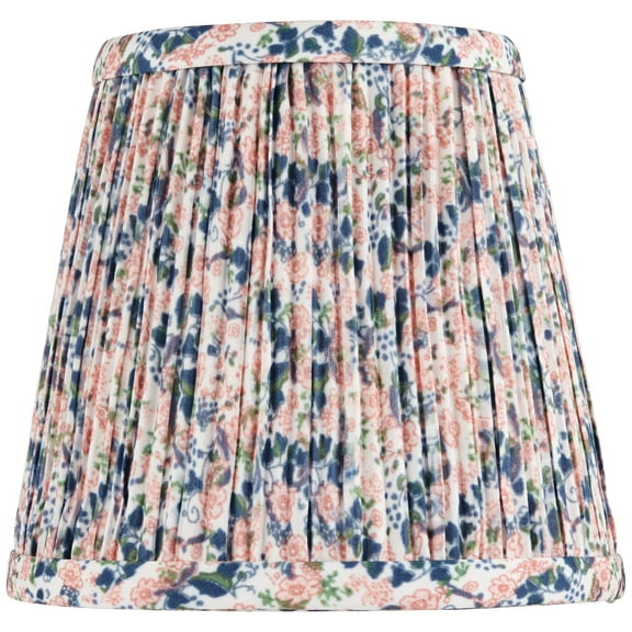 Springcrest 4" Top x 6" Bottom x 5 1/2" High x Print Lamp Shade Replacement Pink Blue Floral Shirred Pleated Clip On Candelabra