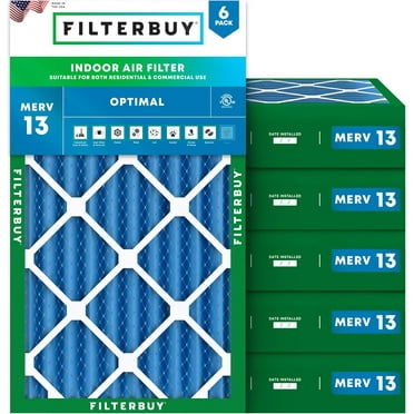 Filterbuy 20x30x4 MERV 13 Health Defense, Pleated HVAC AC Furnace Air Filters (6-Pack)