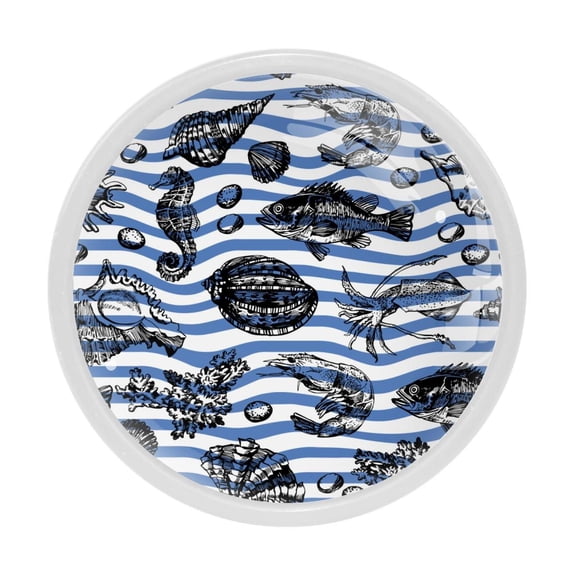 4 Pcs Ocean Seashells Knobs for Kitchen Cabinet Cupboard Dresser Bookcase Drawer Pulls Handles Round Home Decor