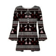 thumbnail image 4 of QQAMB Tunic Tops for Women V-Neck Button 3/4 Sleeve Plaid Printed Loose Dressy Blouse T-Shirts Black L, 4 of 5