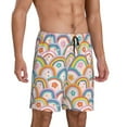 thumbnail image 2 of Kdxio Rainbow Flowers Print Mens Sleep Shorts Bottoms Soft Comfy Pajama Wear Pants with Drawstring Pockets, 2 of 7