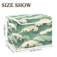 thumbnail image 5 of Yayeee Collapsible Storage Bin with Lid Fabric Closet Decorative Basket with Handles, Green Wave Pattern, 5 of 7