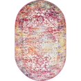 thumbnail image 1 of Unique Loom Richmond Medallion Border Rug  5' x 8' Oval Fuschia/Ivory, 1 of 1