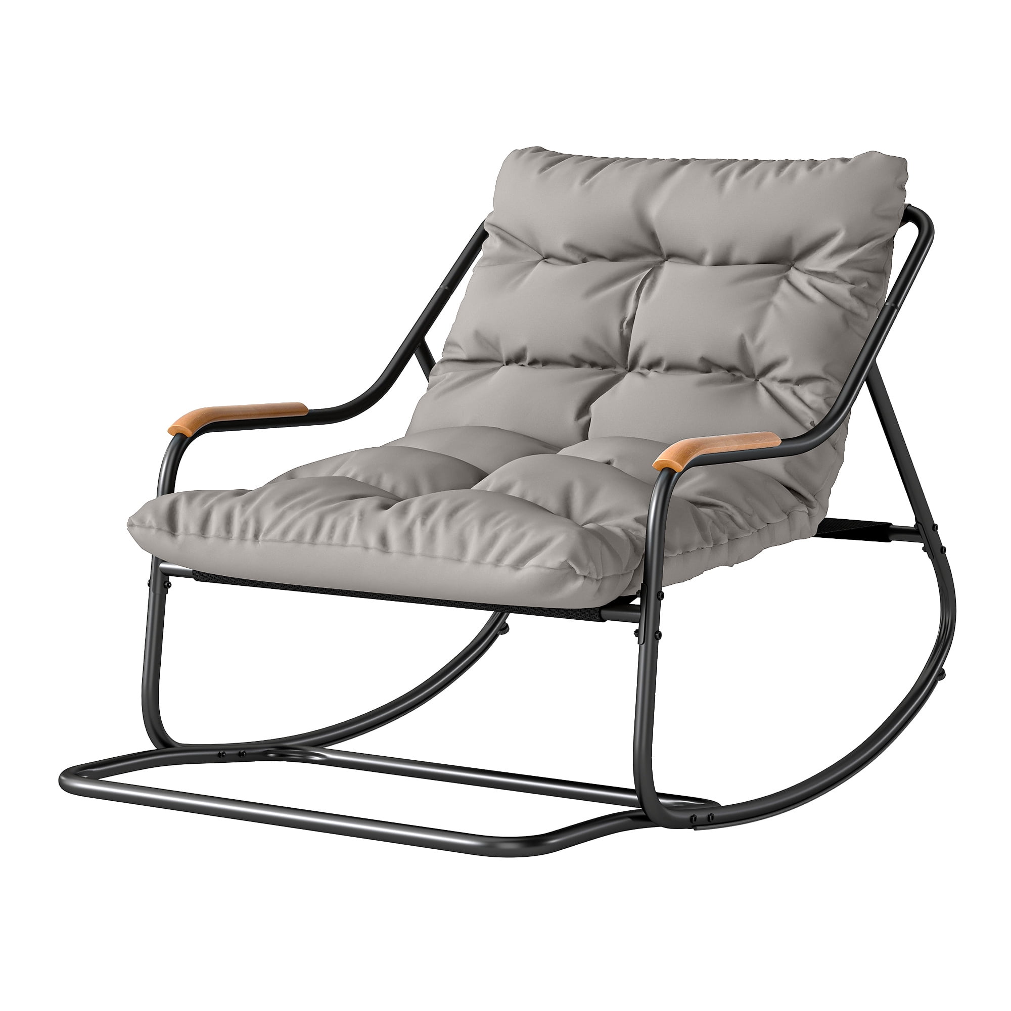 Uforic Oversized Outdoor Rocking Chair, All-Weather Patio Lounge Rocker with Removable Cushion, Suitable for Porch, Lawn, Garden and Backyard, Black