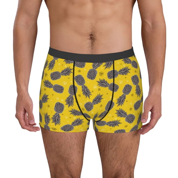 Balery Summer Pineapple Calzoncillos bóxer para hombre, ropa interior de algodón suave y transpirable con cinturilla de nailon-Medium