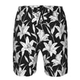 thumbnail image 3 of Fuzoiu Lilies Flowers Print Men's Beach Shorts,Men's Swim Trunks,Quick Dry Board Shorts with Pockets,Men's Bathing Suits for Surfing, Running, and Casual Wear-Medium, 3 of 6