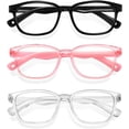 thumbnail image 1 of Gafas contra luz azul Okany para niños, paquete de 3, negro, rosa y transparente, 1 of 7