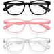 thumbnail image 1 of Gafas contra luz azul Okany para niños, paquete de 3, negro, rosa y transparente, 1 of 7