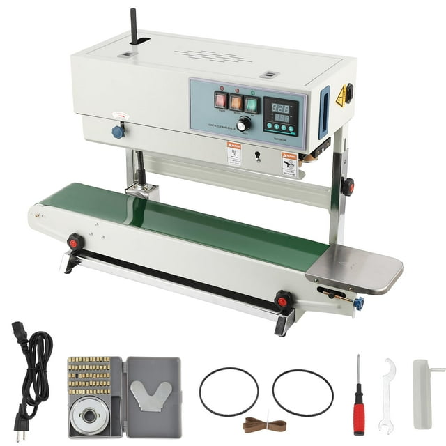 Band Sealer, Vertical Continuous Band Sealer FR-900, Automatic Continuous Sealing Machine with Digital Temperature Control, Commercial PP Aluminum Foil PVC Plastic Bag Band Sealing Machine