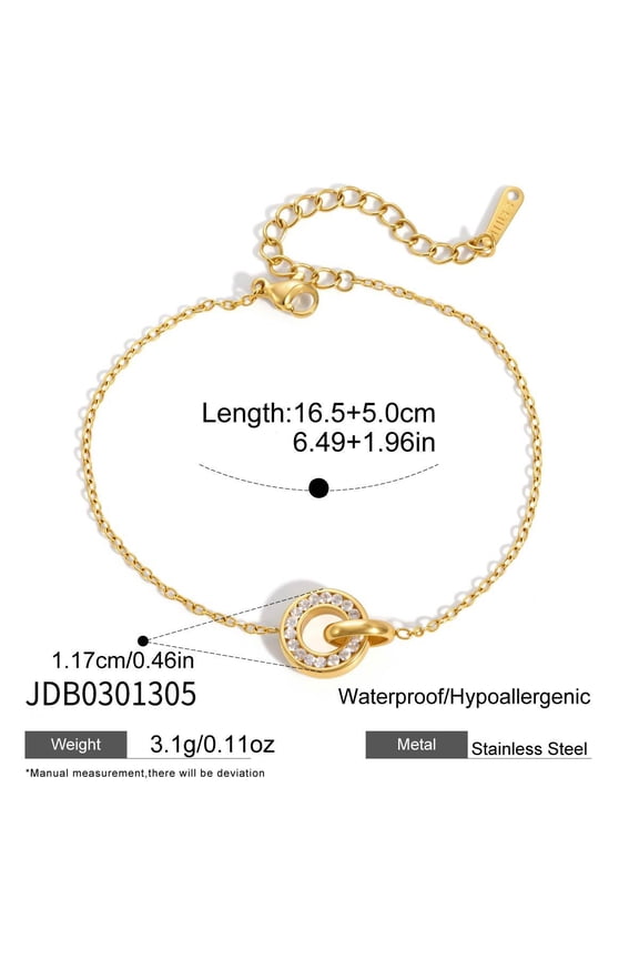 CZ Double Ring Necklace for Women Trendy 18K Gold Plated Cubic Zirconia Pendant Necklaces Gold Chains Chokers