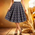 thumbnail image 2 of Wxolcjlv Womens Oktoberfest Ornate Print Pleated Midi Skirt High Waist Folk Bavarian Festival Skirts, 2 of 5