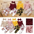 thumbnail image 1 of Yuyuzo Baby Girl Clothes Infant Newborn Ruffle Outfit 2 Piece Fall Winter Spring Ribbed Knit Tops Pants Set Cute Headband, 1 of 1