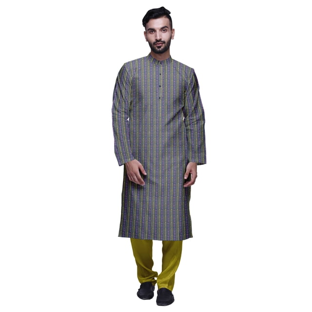 Atasi Satin Slub Ethnic Kurta With Churidar For Mens Printed Party Wear