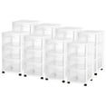 thumbnail image 1 of Sterilite 3 Drawer Storage Cart, Plastic Rolling Organizer with Wheels, 8 Pack, 1 of 9
