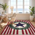 thumbnail image 3 of Design&I 8'x10' Washable Area Rug Snag-Free Stripe Frame Botanical Leaves Striped Round Patriotic Wreath Playful Expressive for Dining Room, Large Office, Lounge, 3 of 7