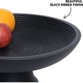 thumbnail image 2 of Folkulture Wood Fruit Bowl or Decorative Pedestal Bowl for Table Décor, Wooden Fruit Bowl for Kitchen Counter or Farmhouse Centerpiece, 12-inch Large Bowls for Breads, Mango Wood, Black, 2 of 7