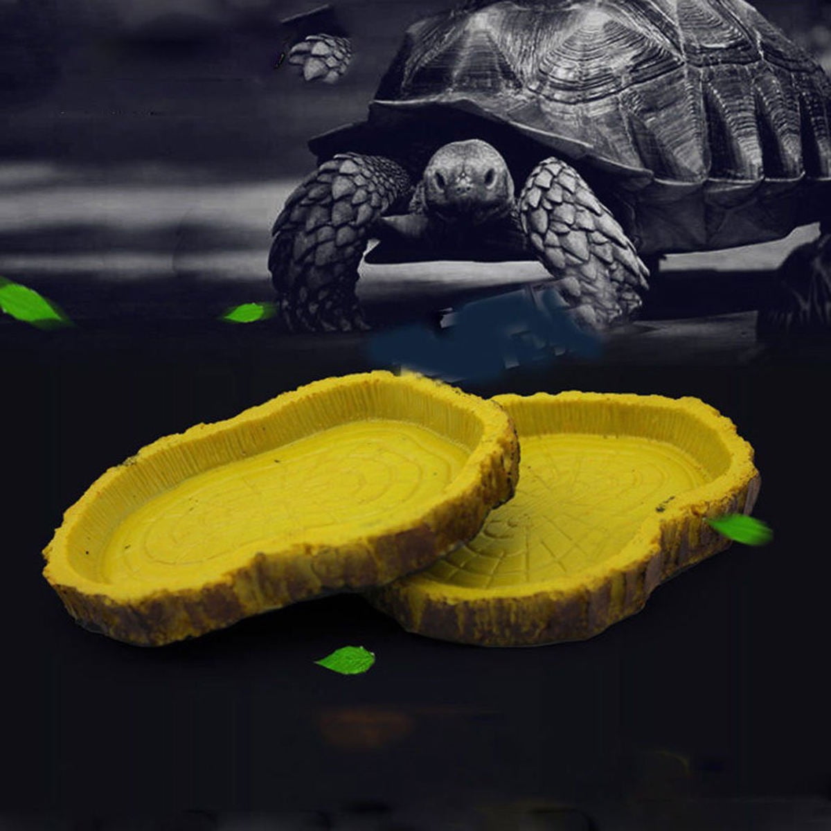 LOLIPPYY Khaki Resin Reptile Feeding Bowl for Turtles Geckos Snakes Comfortable and Mealtime Dish