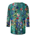 thumbnail image 3 of Juslio Blouses for Womens Shirts 3/4 Sleeve Floral Print Crew Neck Casual Blouses Multicolor XXXL, 3 of 5