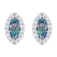 thumbnail image 3 of 3.64 Ct Marquise Cut Halo Studs Blue Moissanite 14K White Solid Solid Gold Everyday Dainty Earrings Screw Back, 3 of 7