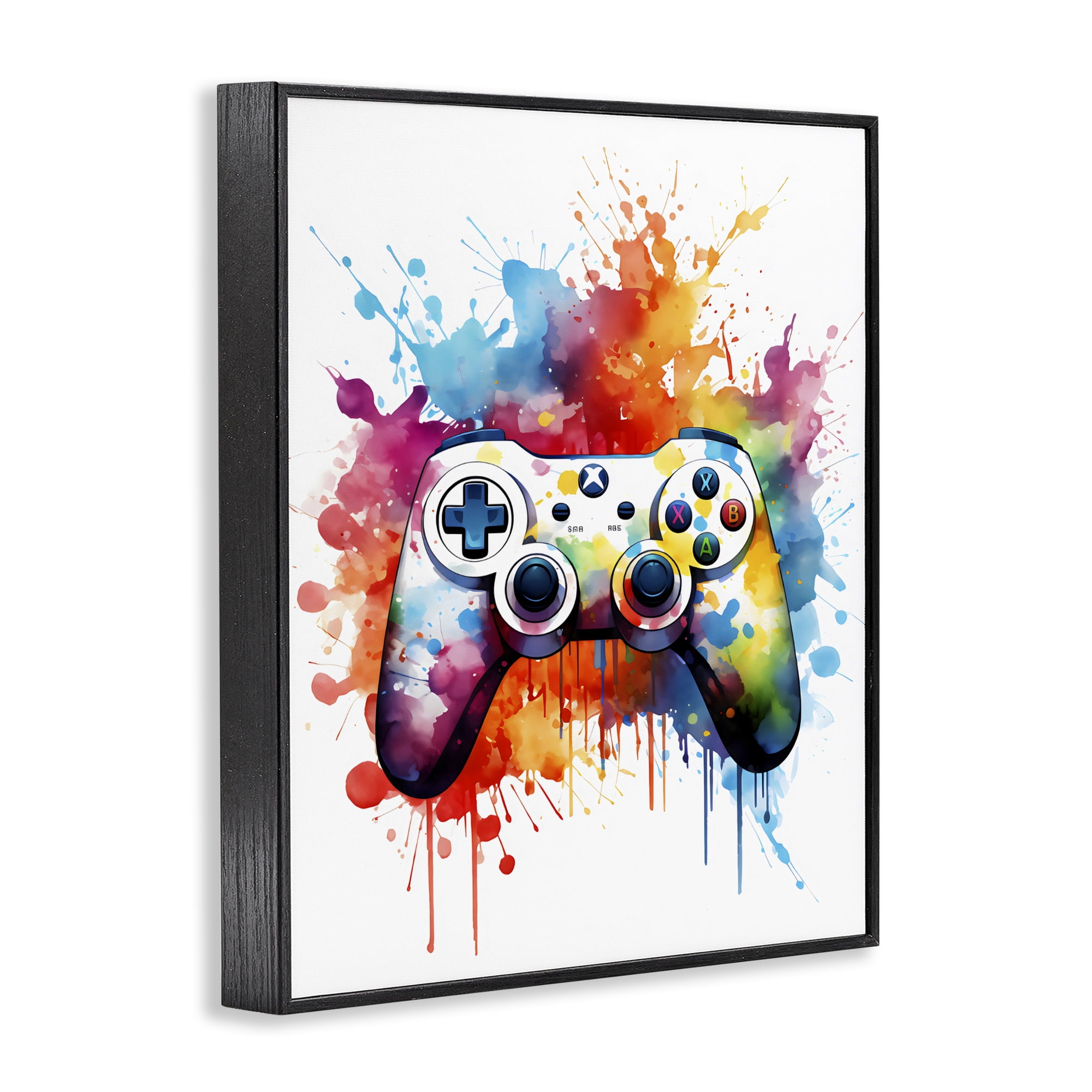Stupell Industries Color Burst Game Controller Black Framed Giclee Art, design by Creative Studio