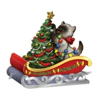 The Bradford Exchange Meowy Christmas Sleigh Train Collection Issue #2 Fur-Estive & Bright Cat Figurine Christmas Decorations by Kayomi Harai 3.25-Inches