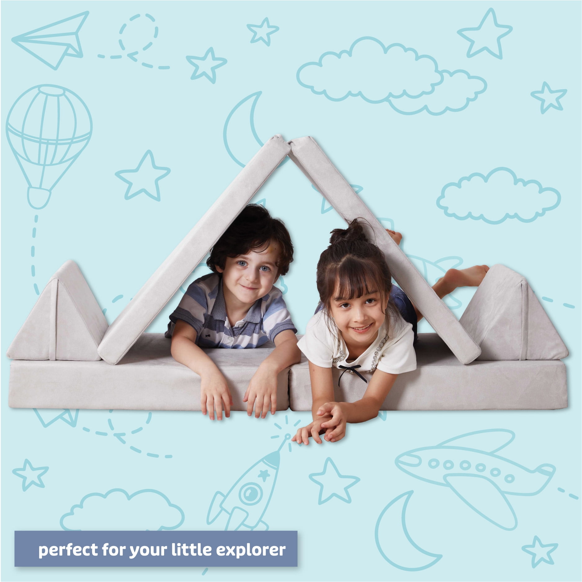 Little Nest Toddler Sofa, Adventure Explorer Kids Couch, Lunar Grey