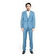 thumbnail image 4 of MSJUHEG Fall Outfits Two Piece Set Button-Down Round Neckline Long Sleeve Men'S Slim Button Suit Color Dress Show Jacket Coat & Pant Mens Sweatpants Sky Blue Xxl, 4 of 4
