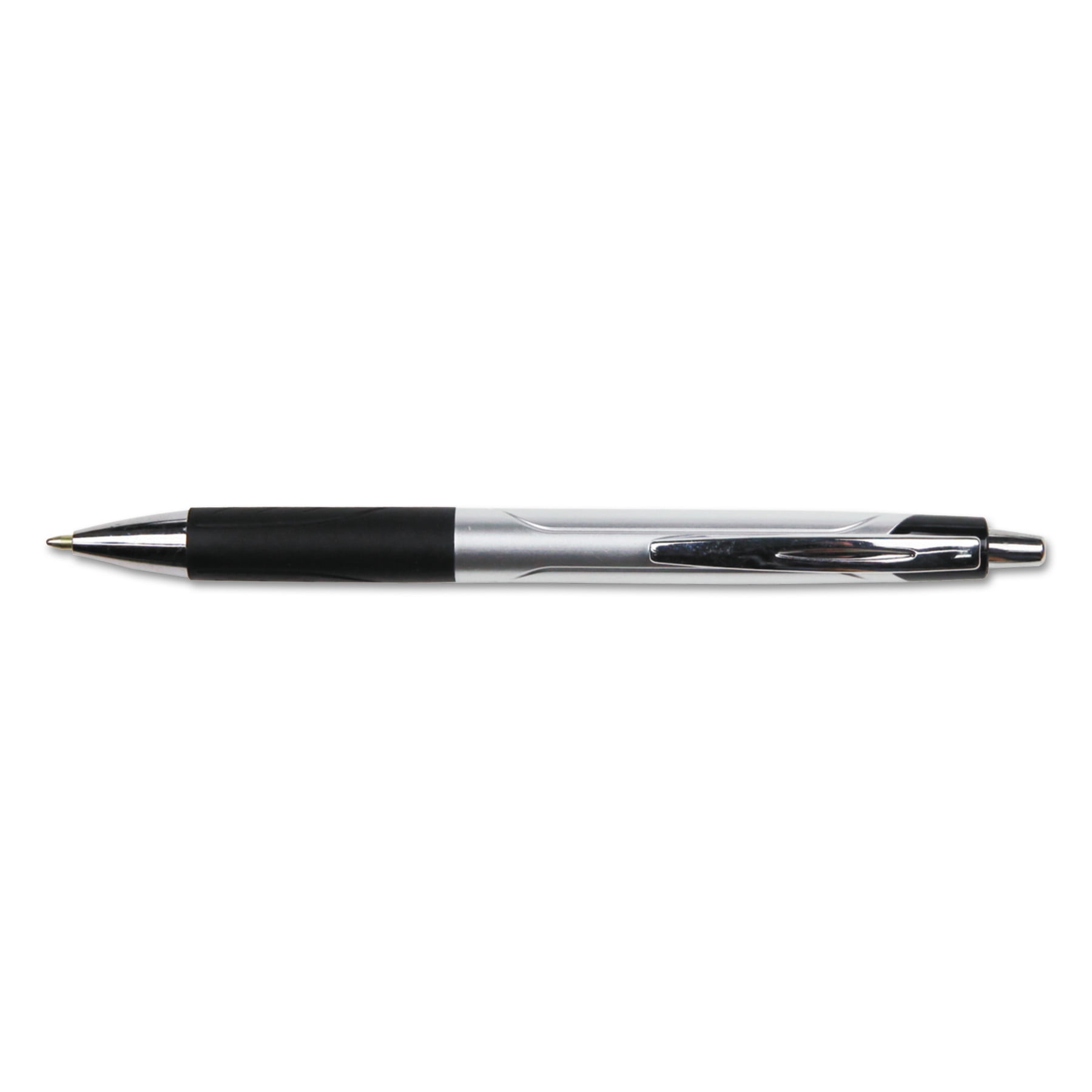 Comfort Grip Retractable Ballpoint Pen, 1mm, Black Ink, Silver Barrel