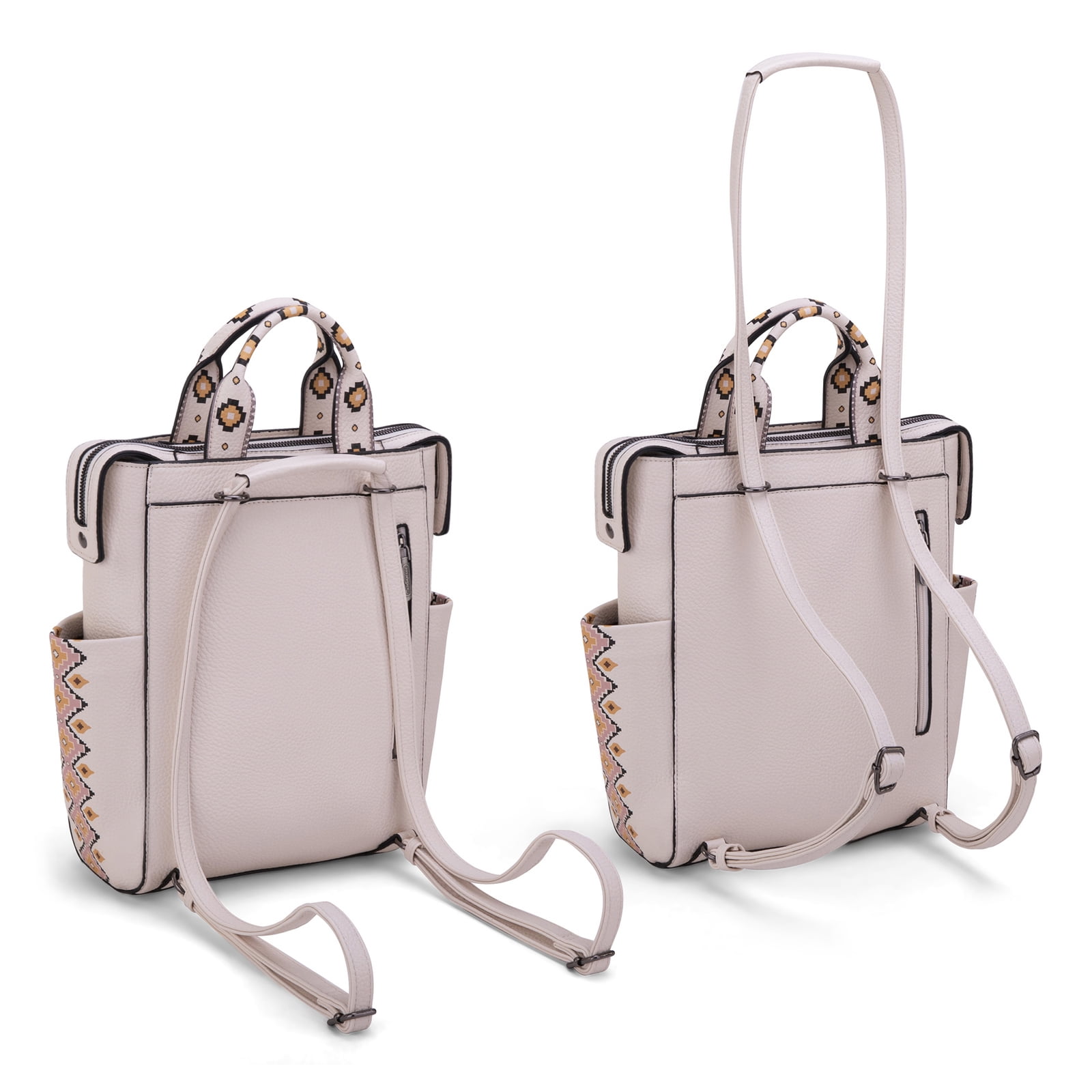 Wrangler Aztec Women Backpack Purse Convertible Fashion Ladies Anti Theft with Adjustable Strap, Beige