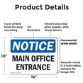 thumbnail image 2 of (2 Pack) Main Office Entrance OSHA Notice Sign 14 Inch X 10 Inch Plastic Sign, Weather Resistant, UV Protected for Workplace, Business, and Construction Site, Made in the USA, 2 of 8
