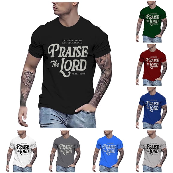 Jesus T Shirts for Men Christian Religious Praise Tees The Lord Bible Verse Oversized Graphic Tshirt Light Gray XXL