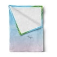 thumbnail image 2 of Pearls Soft Flannel Fleece Throw Blanket, Pearl in Big Shell on Tropic Sandy Beach Sun Rays and Trees Exotic Creature Print, Cozy Plush for Indoor and Outdoor Use, 60" x 80", Cream Blue, by Ambesonne, 2 of 5
