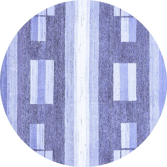 Ahgly Company Machine Washable Indoor Round Solid Blue Modern Area Rugs, 6' Round