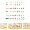 thumbnail image 3 of 30 Pairs Circular Heart-shaped Earrings Diamond Geometric Ear Studs, 3 of 8