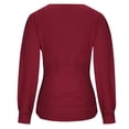 thumbnail image 5 of UYISJ Women's Deep V Neck Pleated Ruched Tops Puff Long Sleeve Slim Fit Shirts Solid Color Blouse, 5 of 6