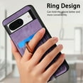 thumbnail image 4 of Allytech for Google Pixel 8 2 in 1 Detachable Wallet Case, Retro PU Leather Ring Kickstand Card Slots Case for Women Men, Strong Magnetic Shockproof Slim Case for Google Pixel 8 - Purple, 4 of 10
