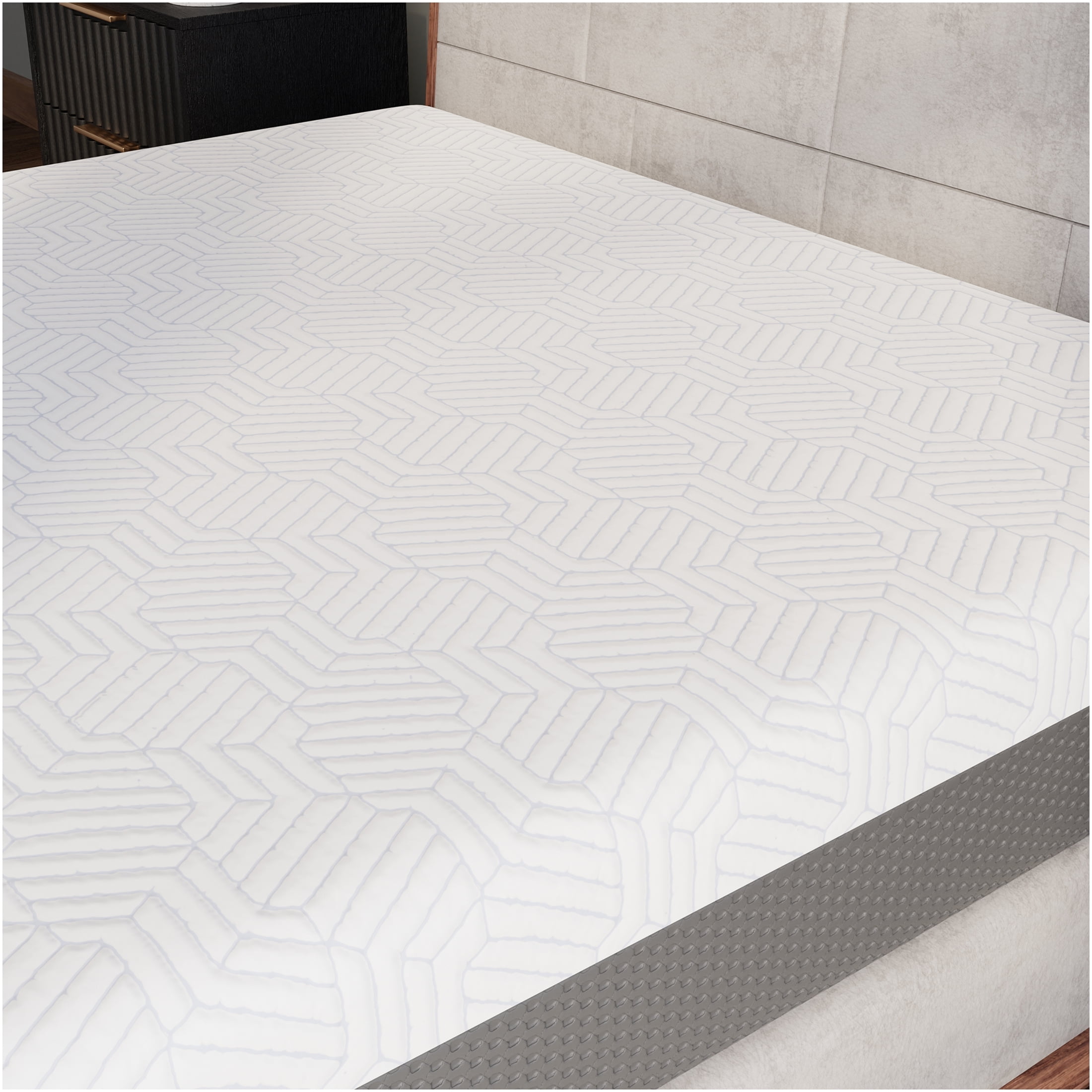 JERFIT California King Size 10 Inch Medium Firm Mattress, Gel Memory Foam Bed Mattress in a Box with Cool Cover, CertiPUR-US Certified, White and Gray