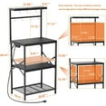 thumbnail image 2 of Kitchen Bakers Rack with Power Outlet, Coffee Bar Table 4 Tiers, Microwave Stand with 8 Hooks, Coffee Station and Organizer, Kitchen Storage Shelves Rack for Spices, Pots, Black, 2 of 17