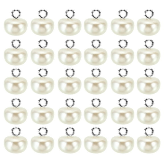 12mm Pearl Buttons, 100pcs Buttons Large Button White Faux Pearls with Shank for Crafts Sewing Clothes, Beige