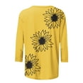 thumbnail image 5 of BangWanChi 3/4 Length Sleeve Womens Tops Women's Fashion Sunflower Printed T-shirt 3/4 Sleeve Blouse Round Neck Casual Tops, 5 of 5