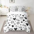 thumbnail image 2 of Manfei Stars Loves Print 7 Pieces Bedding Comforter Set,Graffiti Artwork Full Bedding Set,White Black Fitted Sheet Flat Sheet For Girls Kids,Ultra Soft Home Decor Reversible, 2 of 8
